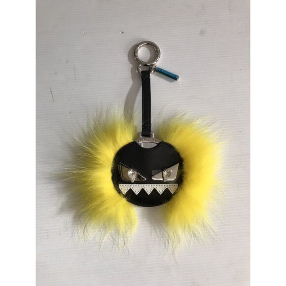 New FENDI Monster Black & Yellow Mirror Keychain - Picture 1 of 7